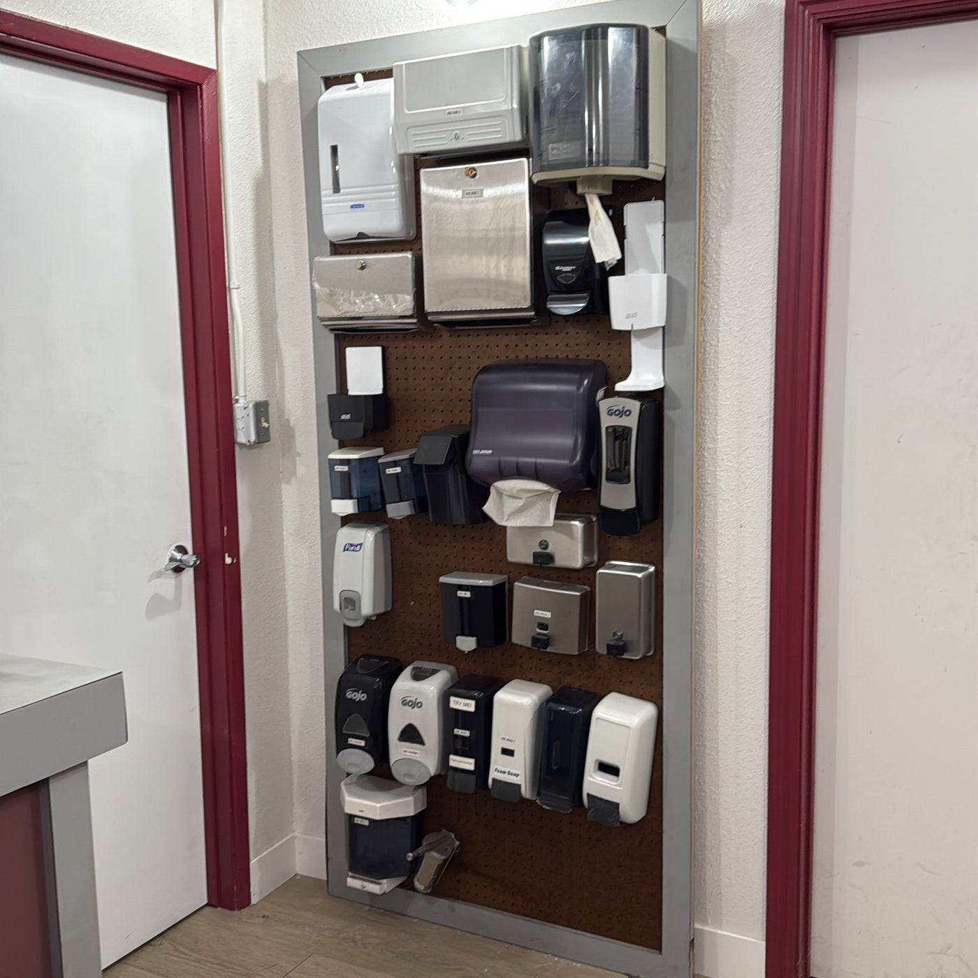 The dispenser display boards are back up on the wall.