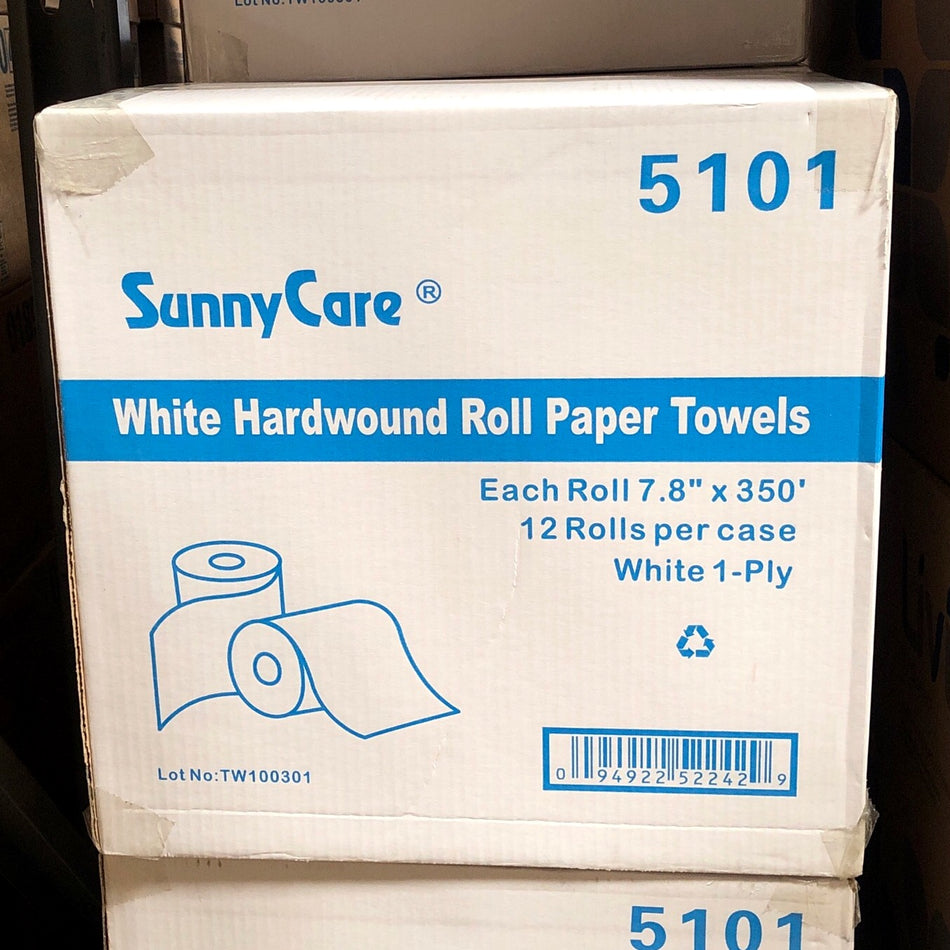 WHITE HARDWOUND ROLL TOWEL 12x350'/CS ( 5101 )