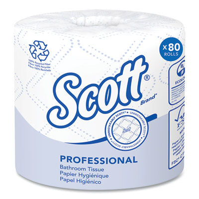 13217 SCOTT Essential TOILET TISSUE 100% Recycled Fiber SRB, Septic Safe, 2-Ply, White, 473x80 Rolls/Carton (75% POST CONSUMER CONTENT)