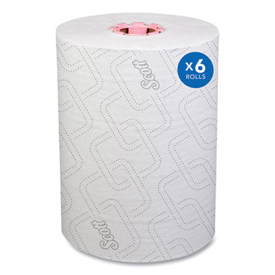 SCOTT 47032 Slimroll Towels, 1-Ply, 8" x 580 ft, White/Pink Core, 6 Rolls/Case SCOTT