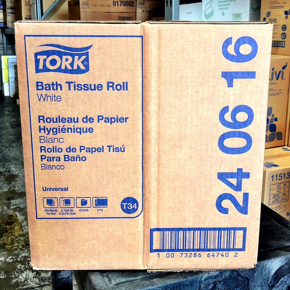 TORK 2 PLY TOILET TISSUE HIGH CAPACITY 616 SHEETS/ROLL 3 7/8"  48/CS (T34) (240616)