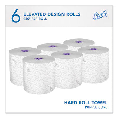 SCOTT 02001 Essential High Capacity Hard Roll Towel, 1-Ply, 8" x 950 ft, White, 6 Rolls/Cs ( PURPLE CORE INSERT ) - Hammons Supply Company LLC