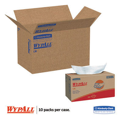 KCC WYPALL 03086 L30 Towels, POP-UP Box, 10 x 9.8, White, 120/Box, 10 Boxes/Case