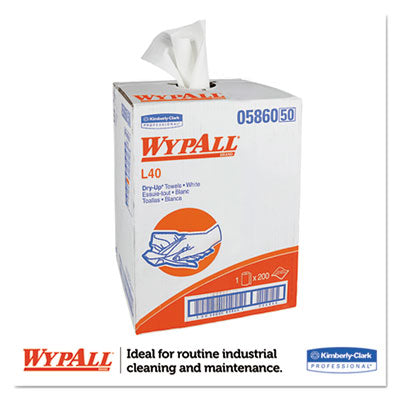 KCC WYPALL 05860 L40 Towels, Dry Up Towels, 19.5 x 42, White, 200 Towels/Roll