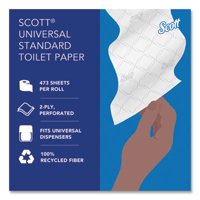 13217 SCOTT Essential TOILET TISSUE 100% Recycled Fiber SRB, Septic Safe, 2-Ply, White, 473x80 Rolls/Carton (75% POST CONSUMER CONTENT)