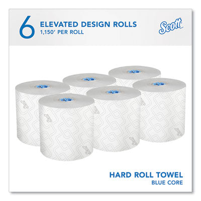 Pro Hard Roll Paper Towels with Elevated Scott Design for Scott Pro Dispenser, Blue Core Only, 1150 ft Roll, 6 Rolls/Carton