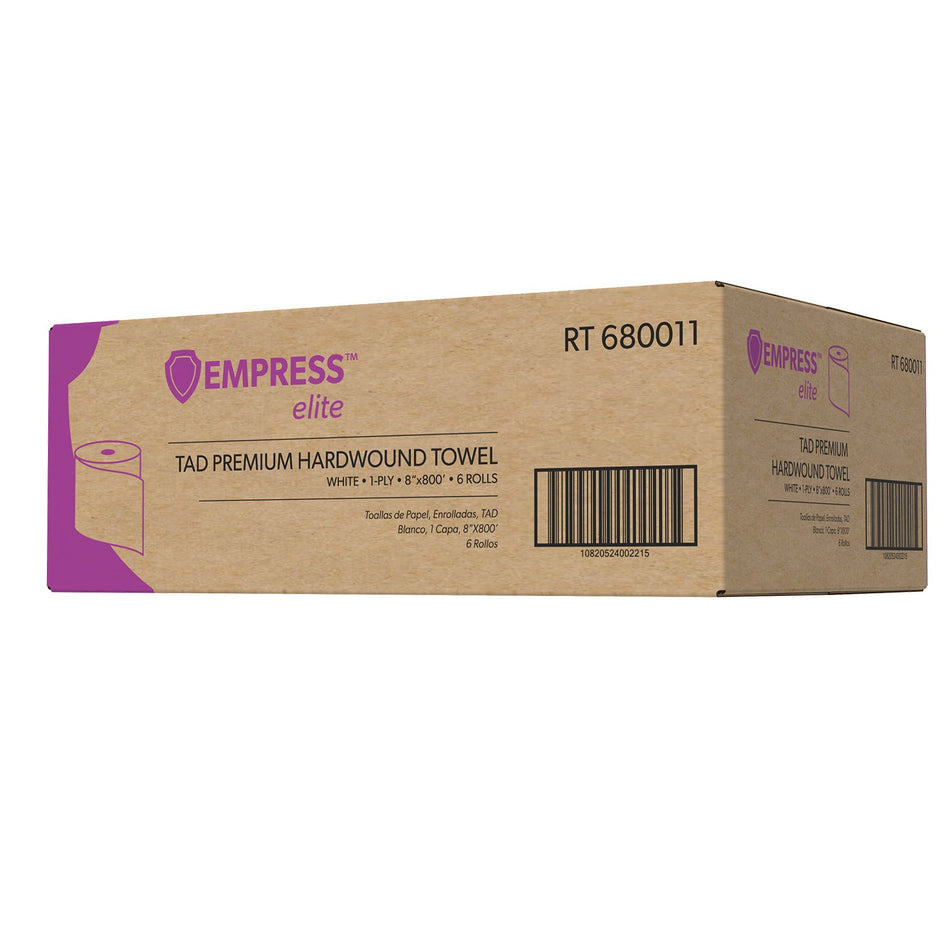 EMPRESS TAD PREMIUM 800' WHITE HARDWOUND ROLL TOWEL, 6x800'/CS