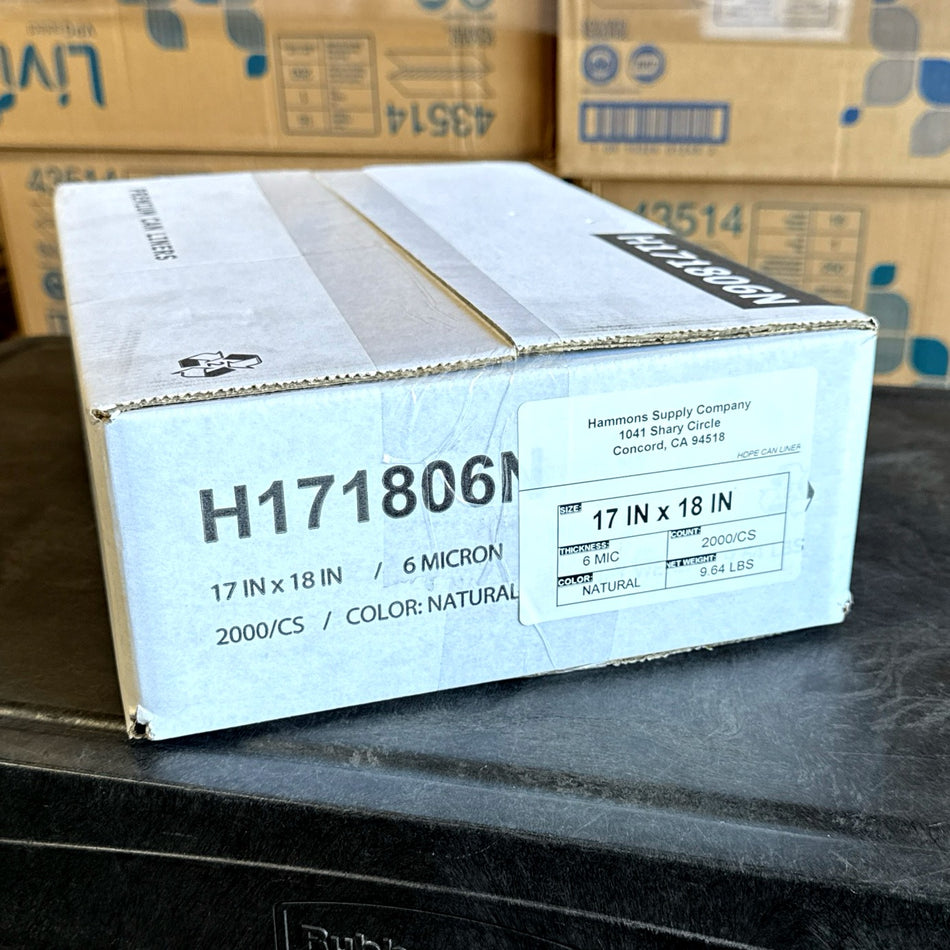 17X18 6 MICRON CLEAR LINERS 2000/CS ( 4 GALLON )