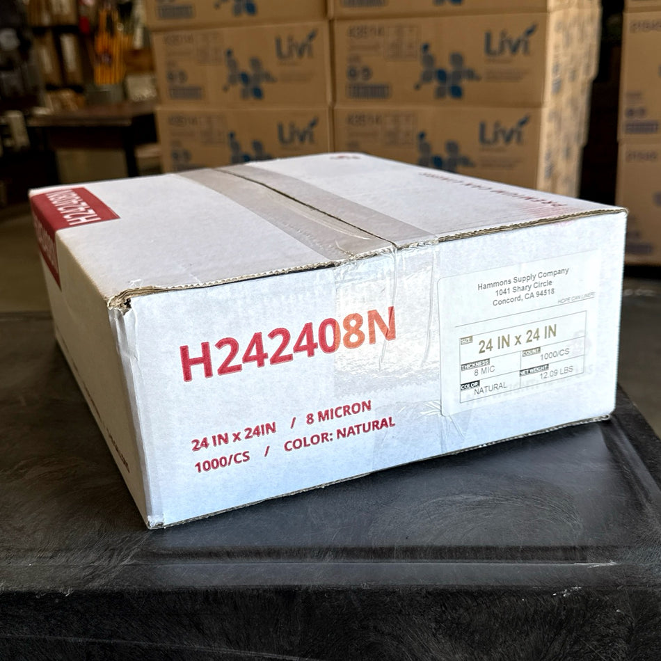 24X24 8 MICRON CLEAR LINERS 1000/CS ( 7-10 GALLON )