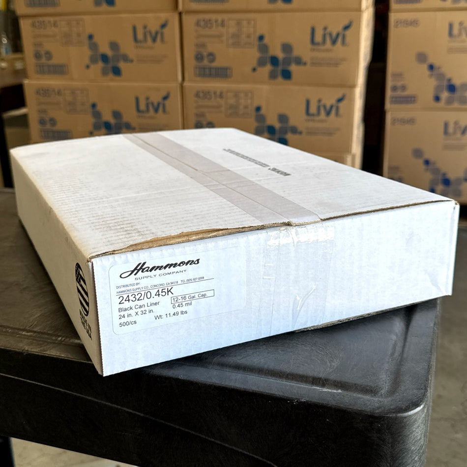24X32 .45MIL BLACK LINERS 500/CS ( 12-16 GALLON )