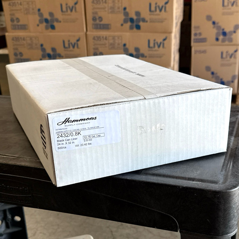 24x32 .8MIL BLACK LINERS 500/CS ( 12-16 GALLON )
