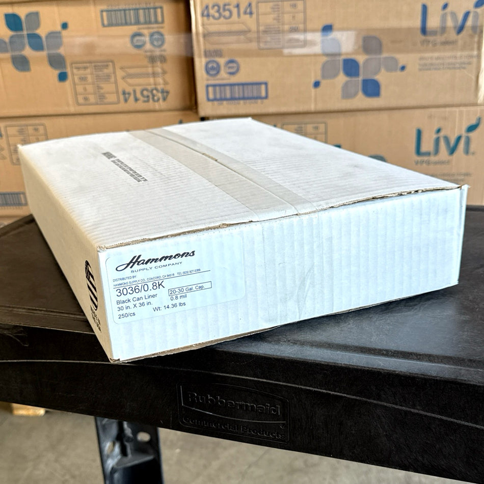 30X36 .8 MIL BLACK LINERS 250/CS ( 20-30 GALLON )