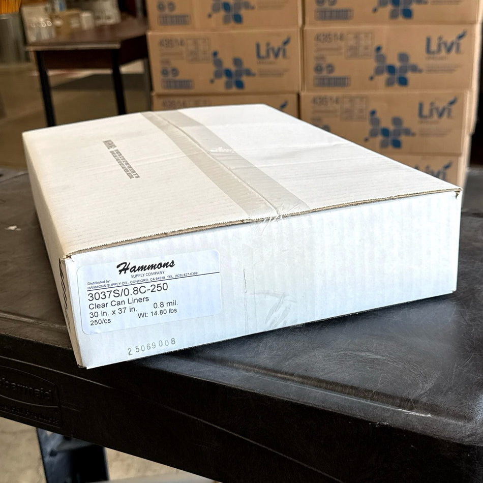 30 x 37 .8 Mil CLEAR Liner, 250/case ( 20-30 GALLON )