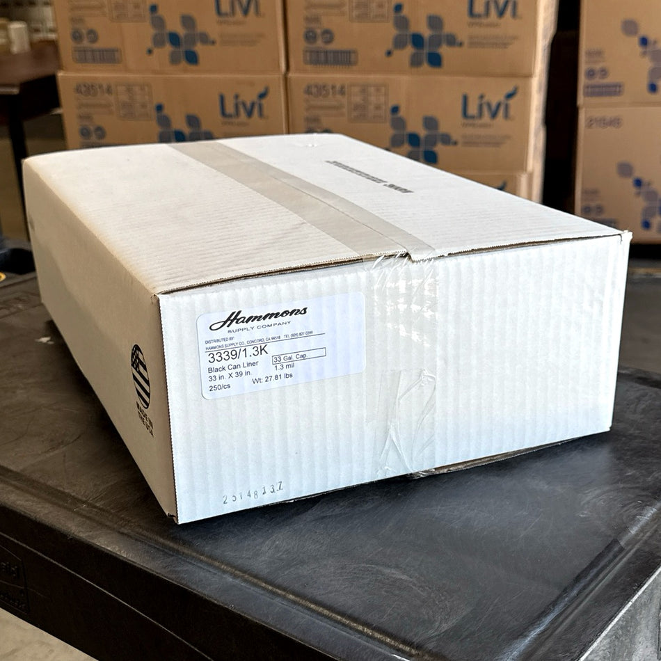 33X39 1.3 MIL BLACK HEAVY DUTY LINERS 250/CS ( 33 GALLON )