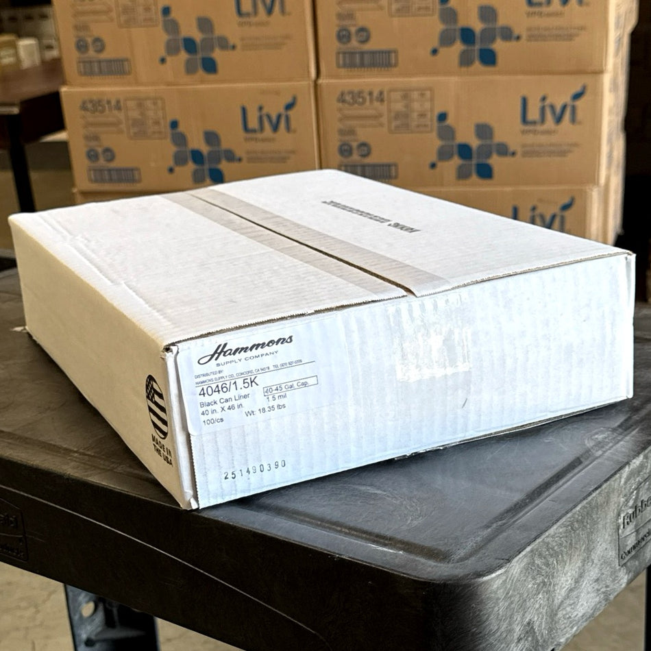 40X46 1.5 MIL BLACK HEAVY DUTY LINERS 100/CS ( 45 GALLON )