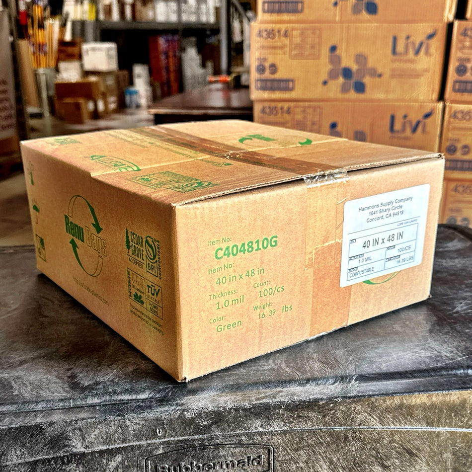 COMPOSTABLE 40x48 1.0 MIL GREEN 45 GALLON LINERS 100/cs (45 GALLON)