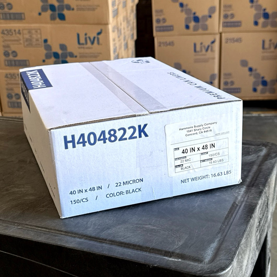 40X48 22 MICRON BLACK LINERS 150/CS ( 45 GALLON )