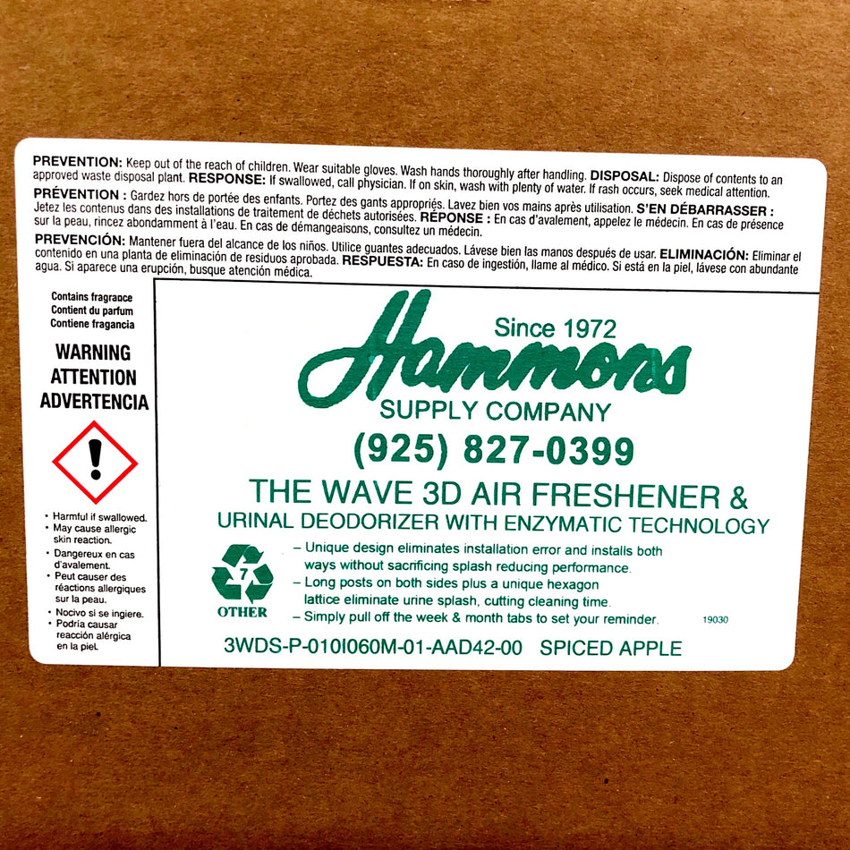 WAVE DEODORANT URINAL SCREEN SPICED APPLE SCENT 10/BOX (RED)