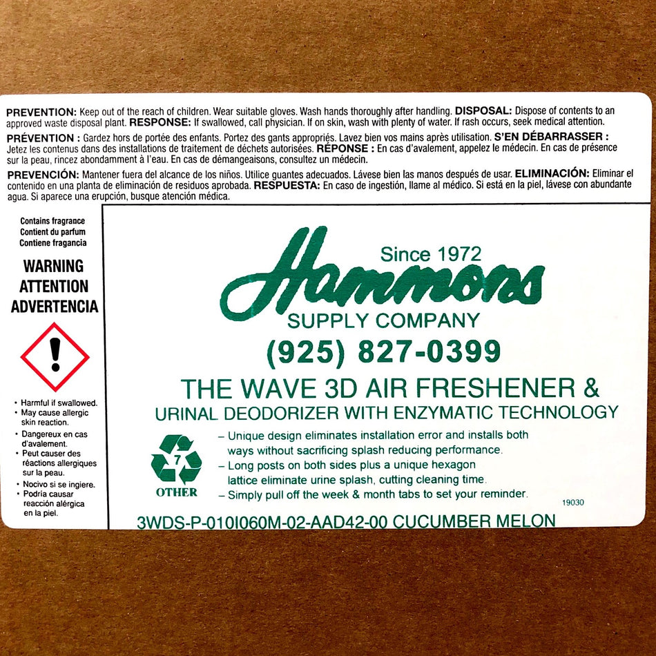 WAVE DEODORANT URINAL SCREEN CUCUMBER MELON SCENT 10/BOX (GREEN)