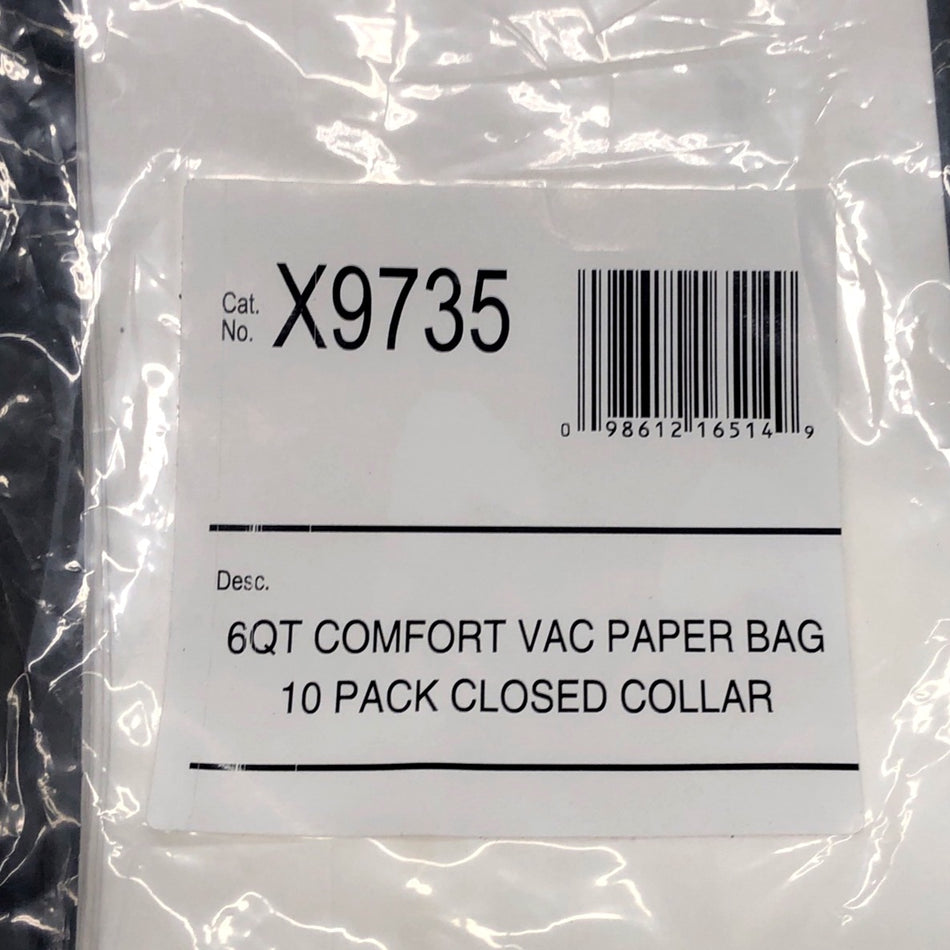6qt PAPER FILTER BAG FOR COMFORT PRO VAC 10/PKG