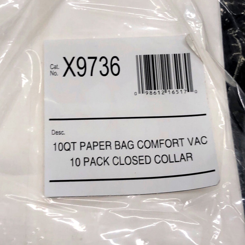 10qt PAPER FILTER BAG FOR POWR-FLITE COMFORT PRO 10QT BACKPACK VAC 10/PKG