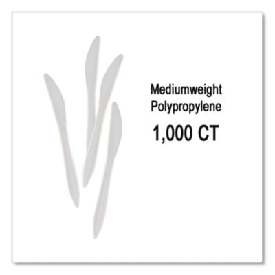 MEDIUM DUTY WHITE PLASTIC KNIVES 1000/CS