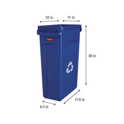 BLUE SLIM JIM 23 GALLON CAN W/VENTING CHANNELS RECYCLE IMPRINT (3540)