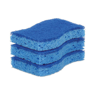 BLUE Non-Scratch Multi-Purpose Scrub Sponge, 4.4" x 2.6" x .8", 3/Pack