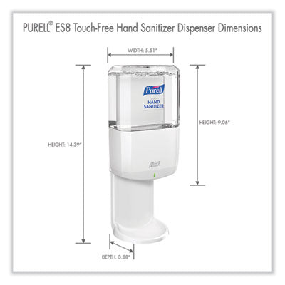 7720-01 PURELL WHITE ES8 Touch Free Hand Sanitizer Dispenser, 1,200 mL  (hand sanitizer inserts are sold separately)