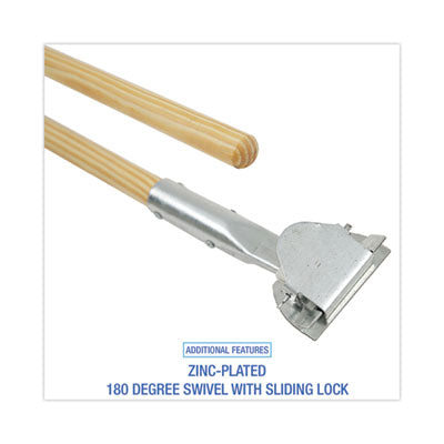 60" WOOD / METAL DUST MOP HANDLE, SNAP ON