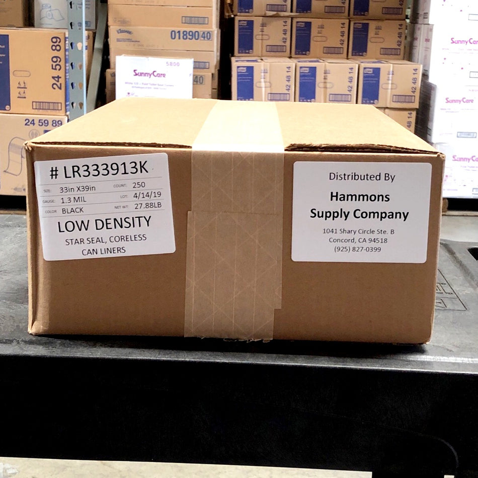 33X39 1.3 MIL BLACK HEAVY DUTY LINERS 250/CS ( 33 GALLON )