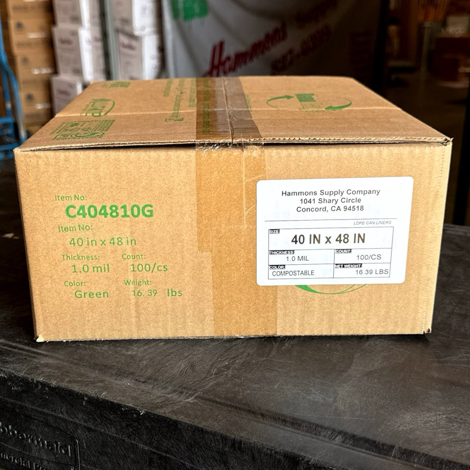 COMPOSTABLE 40x48 1.0 MIL GREEN 45 GALLON LINERS 100/cs (45 GALLON)