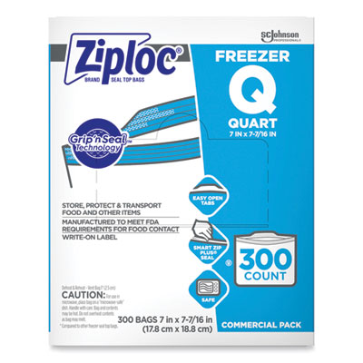 QUART SIZE ZIPLOC FREEZER BAGS 300/CASE