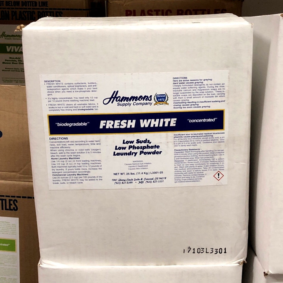 FRESH WHITE POWDERED LAUNDRY DETERGENT 25#  ( HSC ) - Hammons Supply Company LLC