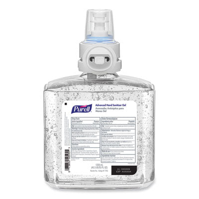PURELL 7763-02 Advanced Gel Hand Sanitizer Refill, 1,200 mL, Clean Scent, For ES8 Dispensers, 2/Case