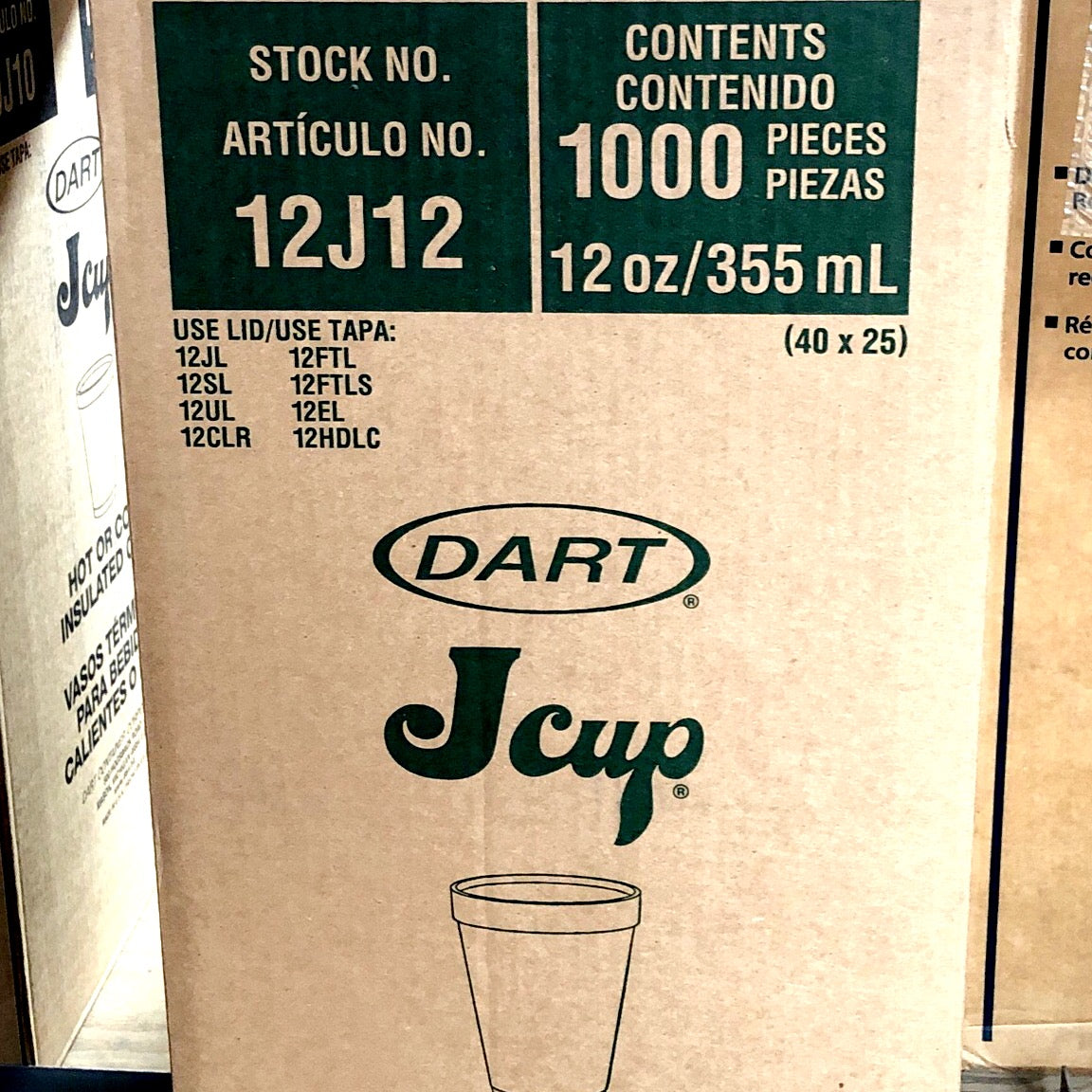 12 OZ DART 12J12 STYRO FOAM CUP 1000/CS - Hammons Supply Company LLC
