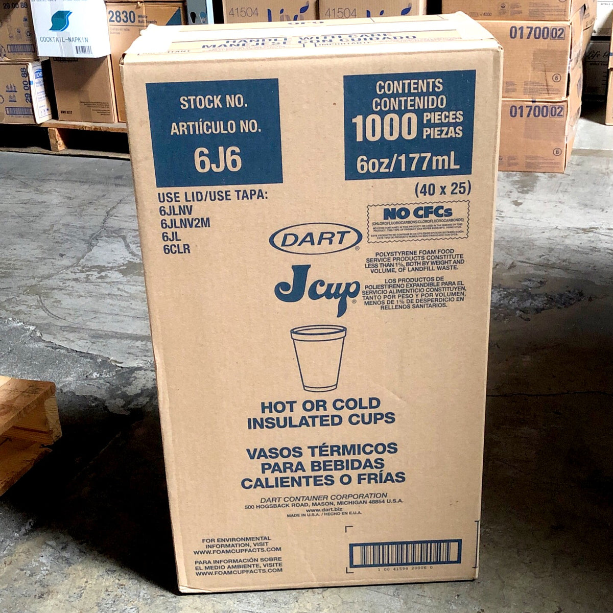 6 OZ DART 6J6 STYRO FOAM CUP 1000/CS - Hammons Supply Company LLC