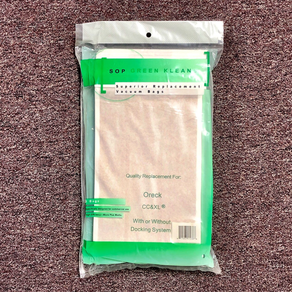 PAPER FILTER BAGS FOR ORECK STYLE CC & XL UPRIGHT VACS, 8/PKG