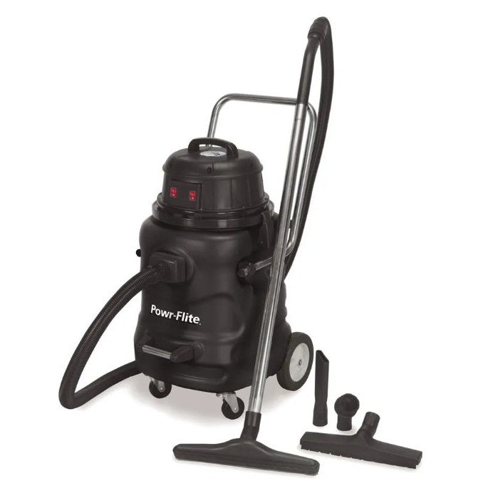 POWR-FLITE PF58 20 GAL DUAL MOTOR POLY TANK WET & DRY VACUUM W/TOOLS