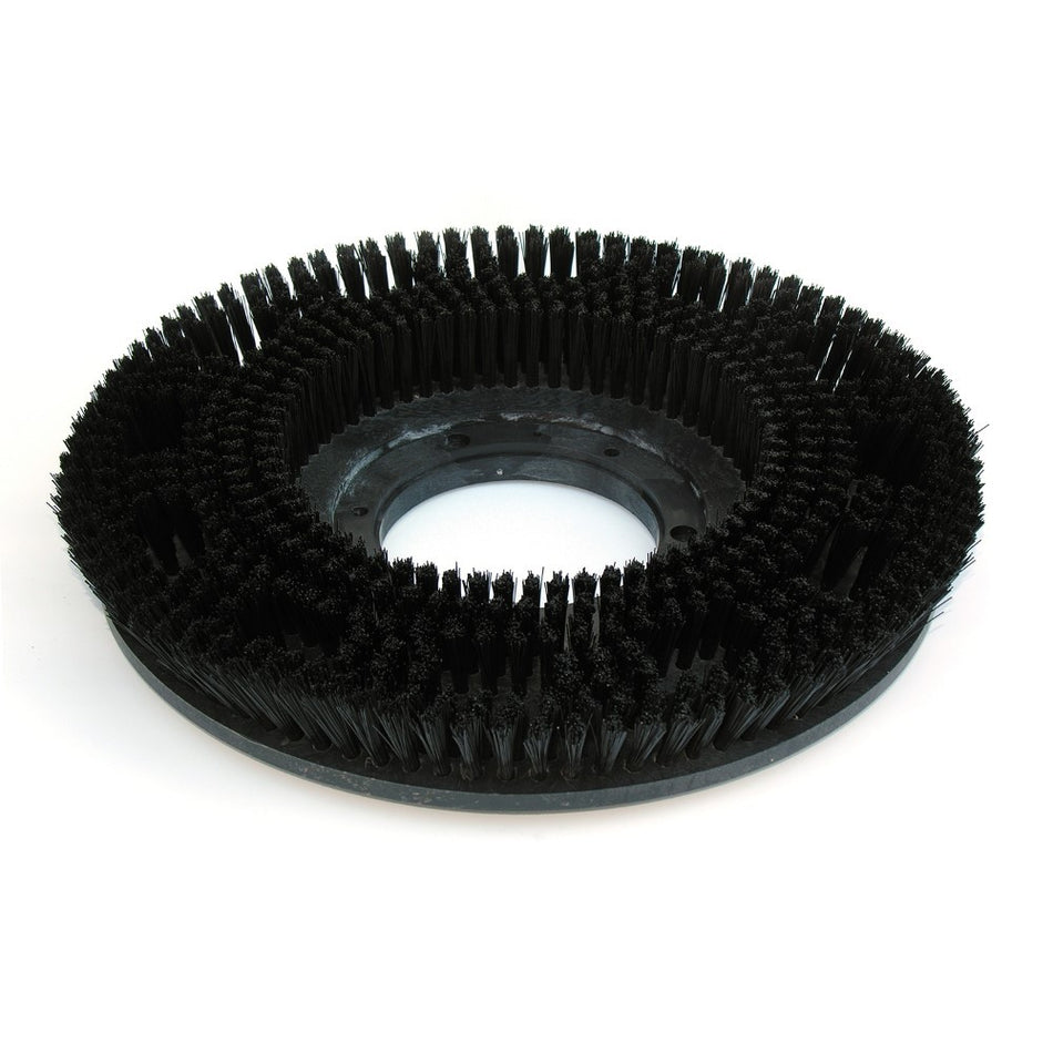 15" SOFT NYLON SHOWERFEED BRUSH FOR 17" FLOOR MACHINE BLACK BRISTLES ( .020 - .022 ) Cleans light to medium soils on softer floor surfaces; nylon will not scratch tile, terrazzo, or coated surfaces. (CLUTCH PLATE NOT INCLUDED)