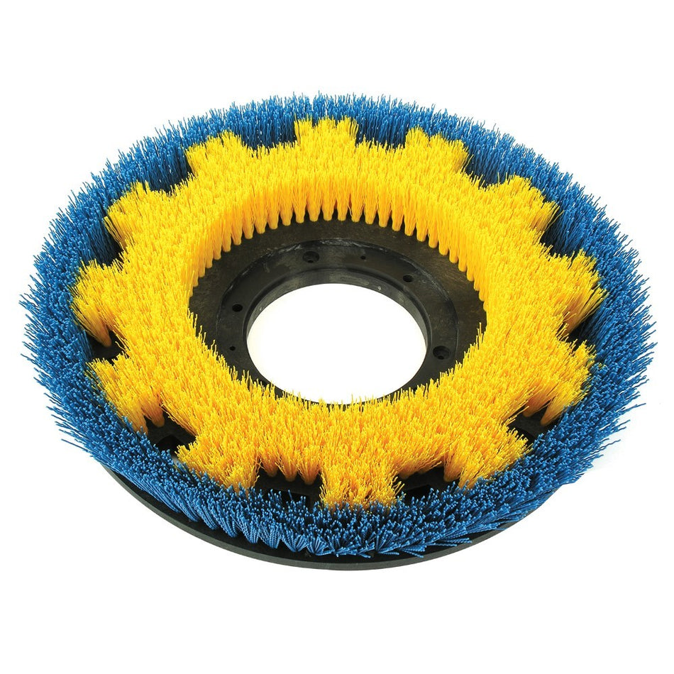 15" MaxiPlus® Polypro Rotary Showerfeed Carpet Brush BLUE/YELLOW (FOR 17" MACHINE) (CLUTCH PLATE NOT INCLUDED)