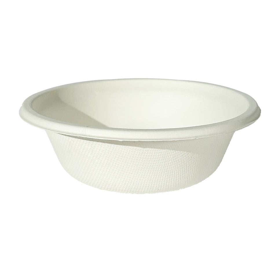 12 OZ Heavy Weight Bowl PFAS Free Natural White Bagasse, 1000/cs