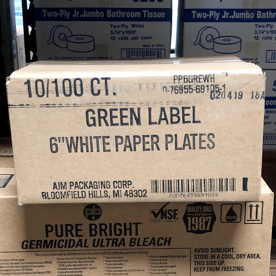 6" WHITE PAPER PLATE 1000/CS
