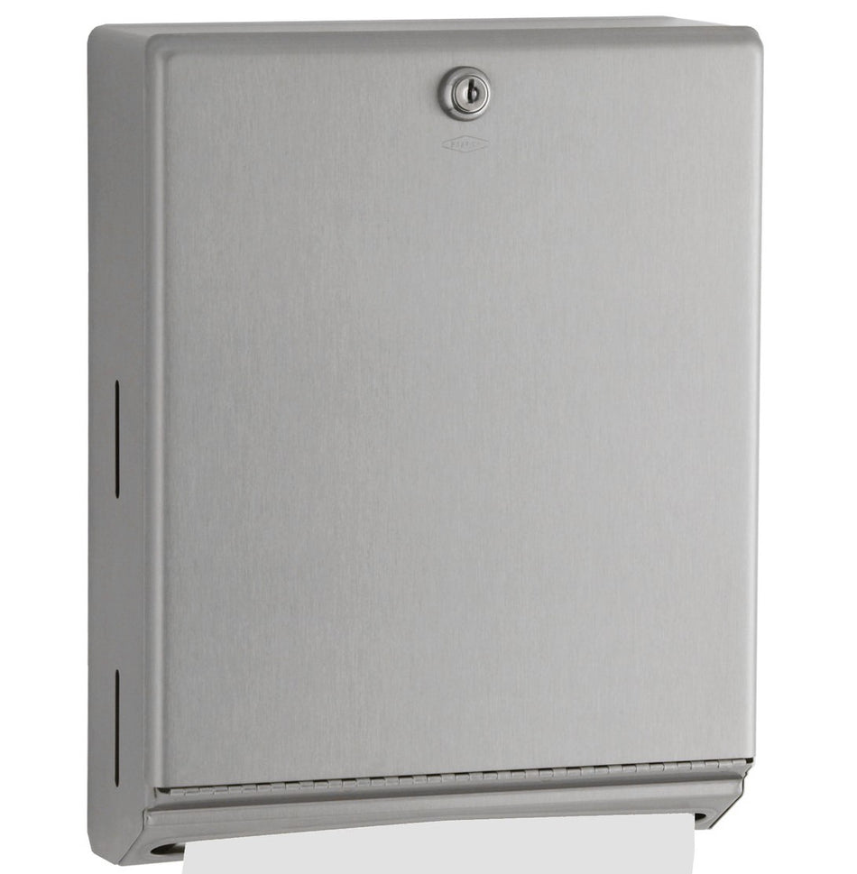 STAINLESS STEEL MULTIFOLD PAPER TOWEL DISPENSER W/ KEY LOCK BOBRICK 262
