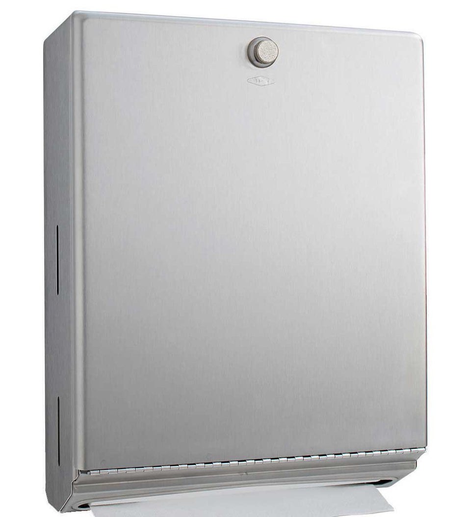 STAINLESS STEEL MULTIFOLD PAPER TOWEL DISPENSER W/ KNOB LOCK BOBRICK 2620