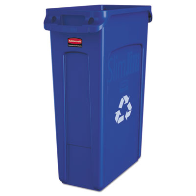 BLUE SLIM JIM 23 GALLON CAN W/VENTING CHANNELS RECYCLE IMPRINT (3540)