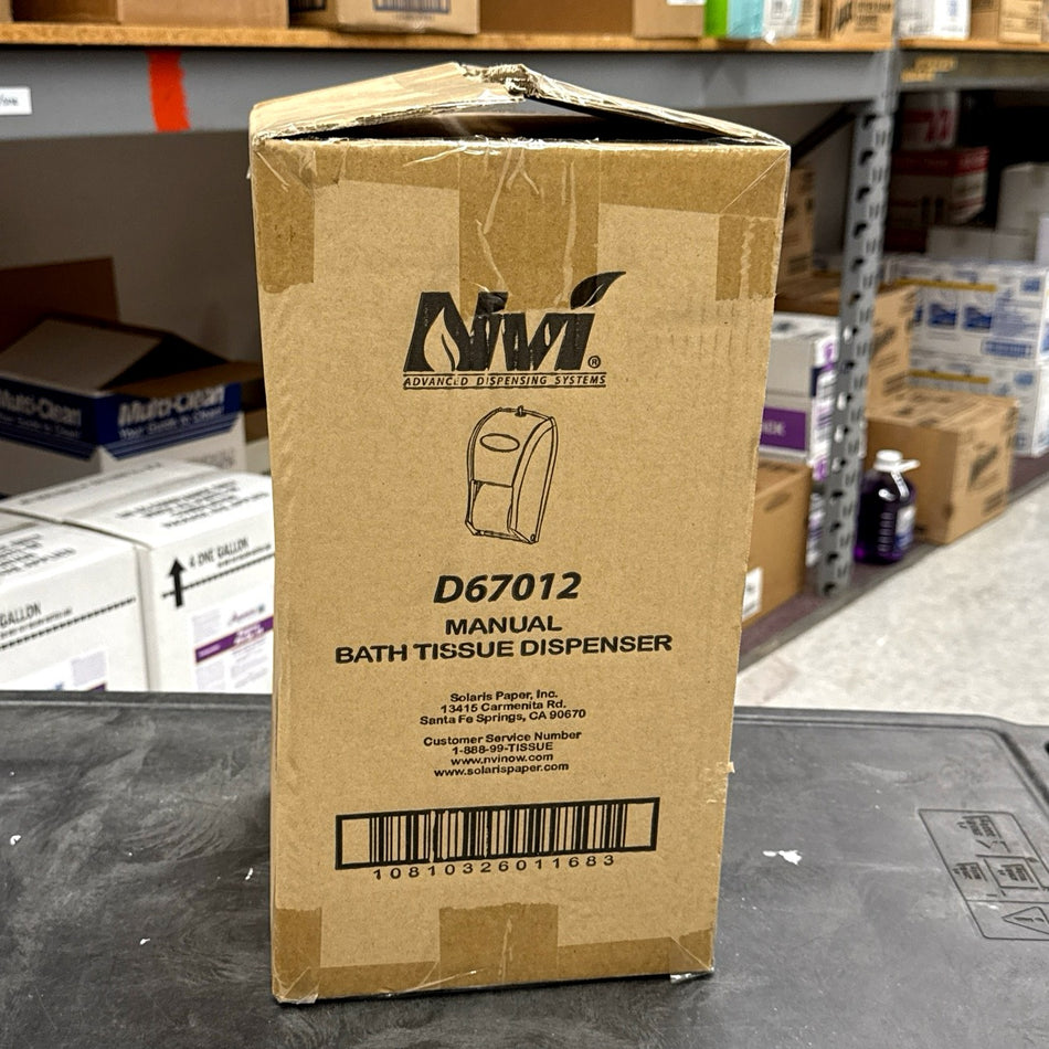 NVI WHITE VERTICAL LOCOR (CORELESS) TOILET TISSUE DISPENSER