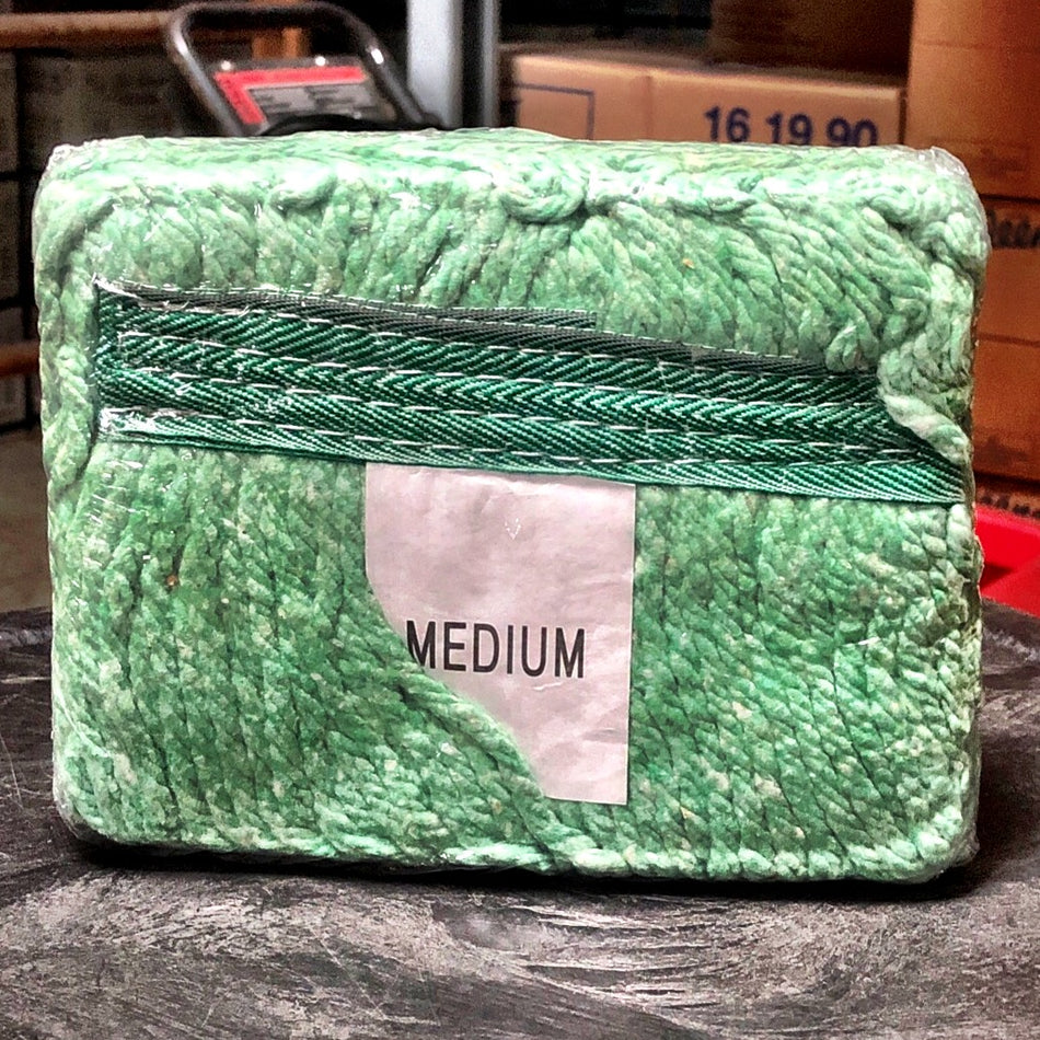 MEDIUM GREEN MOP HEAD W/ 1" BAND, LOOPED & BANDED