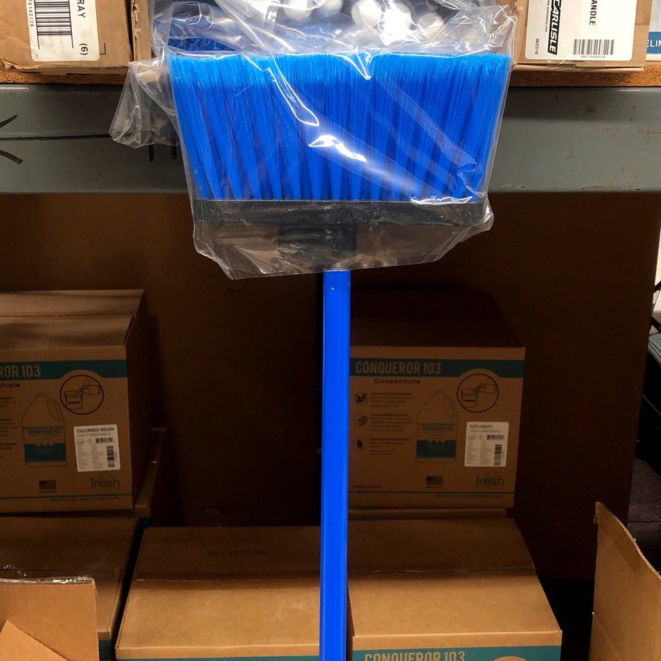 DUO SWEEP BROOM W/ 48” BLUE HANDLE