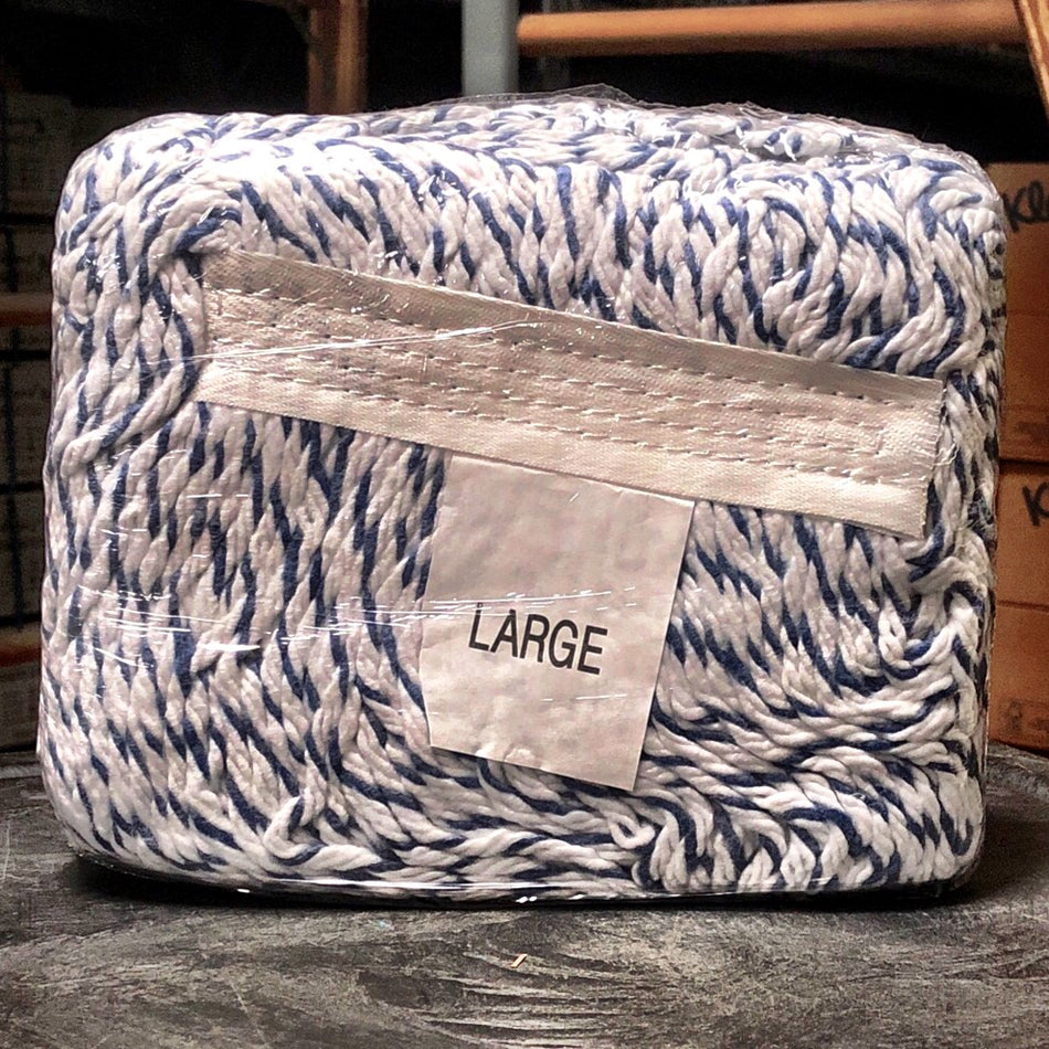 LARGE ATOMIC BLUE/WHITE  FINISH MOP W/ 1" BAND, LOOPED & BANDED